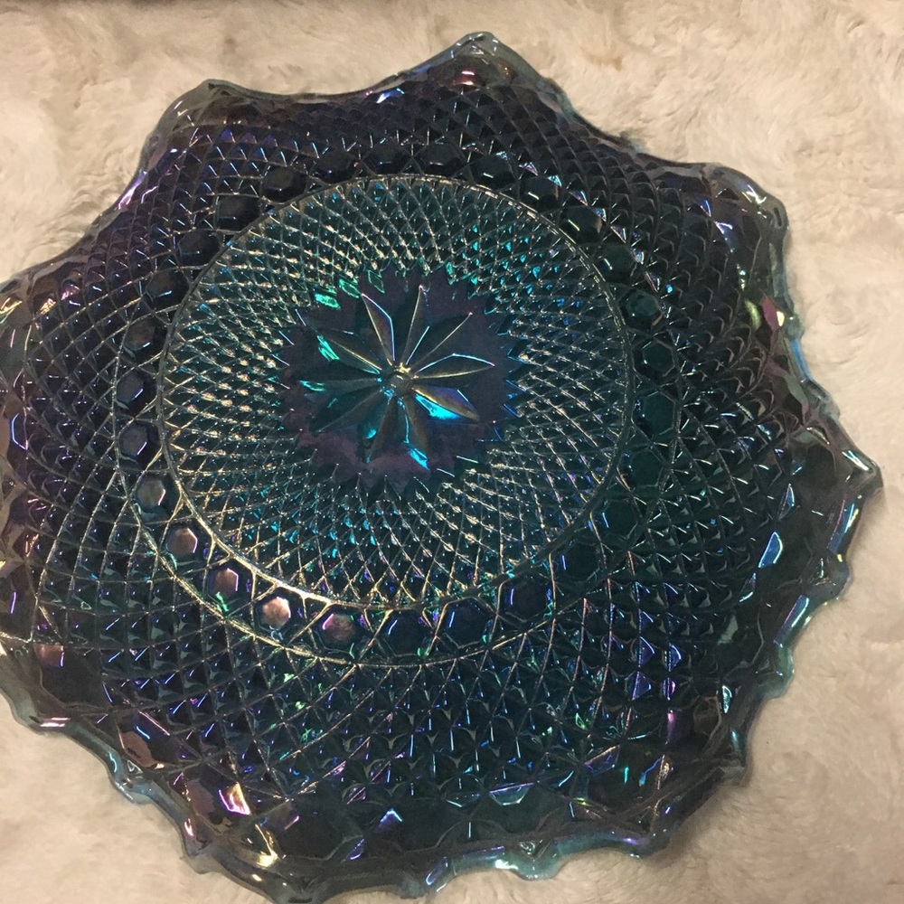 ☘️VTG Indiana Carnival Glass Fruit Bowl /Plate